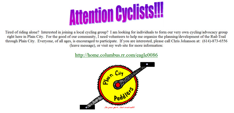 03-29-04 - Cycling/advocacy group being organized in Plain City